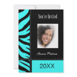 Graduation Party Aqua Zebra Invitation