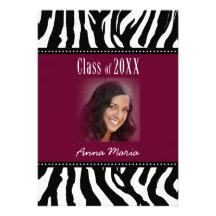 Graduation Party Black Zebra Invitation