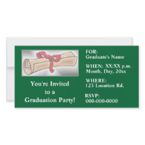 Graduation Party Invitations - Green Photo Card Template