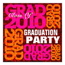 Graduation Party Orange Pink Mosaic Invitation