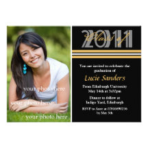 Graduation Photo Announcement Black & Orange
