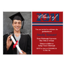 Graduation Photo Announcement Red Stripes