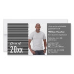 Graduation Photo Card Stripe Gray