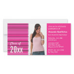 Graduation Photo Card Stripe Pink