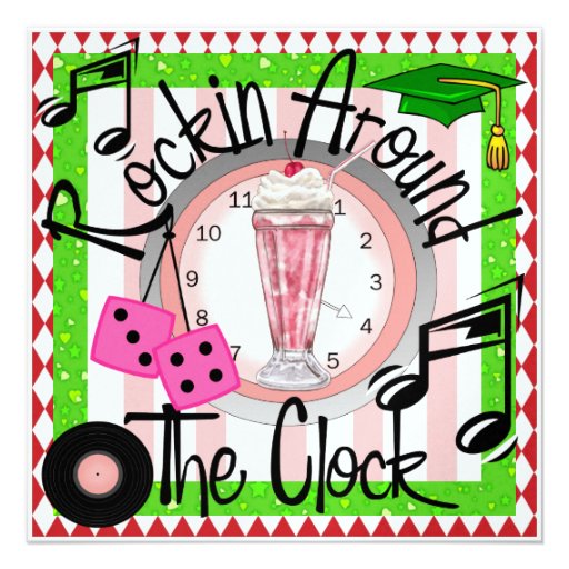 Graduation Rockin' Around the Clock Party - SRF Custom Invite