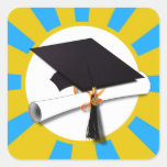 Graduation School Colours Blue And Gold (ZOOM!) Square Sticker