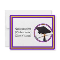 Graduation School Colours Purple and Gold Custom Invites
