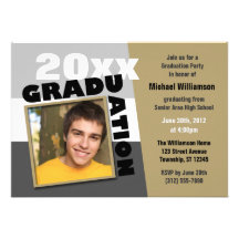 Graduation Squared Khaki Photo Party Invitation