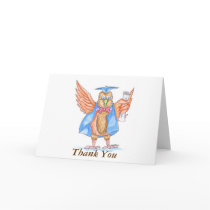 Graduation Thank You - Cartoon Owl in Cap and Gown Card