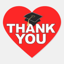 Graduation Thank You Heart Sticker Cap
