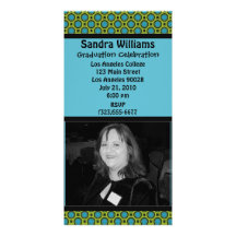 graduation turquoise green circles customized photo card