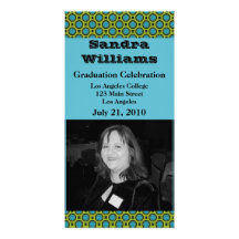 graduation turquoise green circles custom photo card