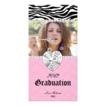 Graduation Zebra Lace Diamond Jewel Sweet 16 Photo Greeting Card