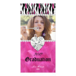 Graduation Zebra Tiger Diamond Jewel Sweet 16 Photo Card