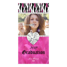 Graduation Zebra Tiger Diamond Jewel Sweet 16 Photo Card