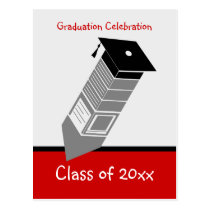 Gradutaion Invitation Postcard Pencil Red 1 postcards