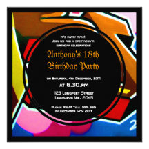 Graffiti Cool Face Birthday Invitation
