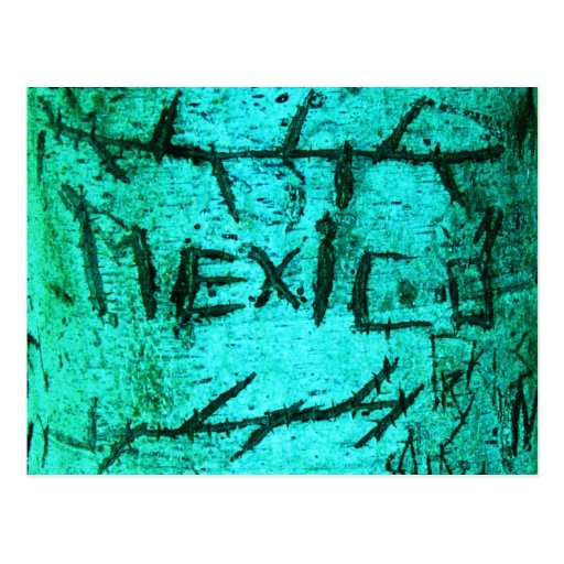 Graffiti découpé d'arbre du "Mexique" de turquoise Carte Postale