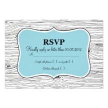 Grain en bois RSVP bleu Invitation