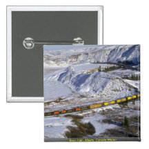 Grain train, Alberta, Canada Winter Pinback Button