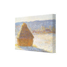Grainstack dans le matin, effet de neige par Claud Impression Sur Toile