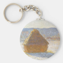 Grainstack in Morning, Snow Effect by Claude Monet Key Chains