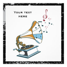 Gramophone retro custom invitation