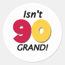Grand 90th Birthday Round Sticker
