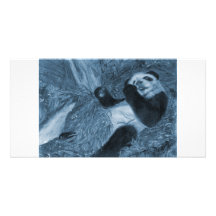 Grand bleu Hue de jeu de panda Photocarte Personnalisée