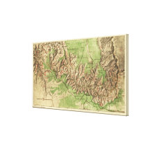 Grand Canyon National ParkPanoramic Map Canvas Prints