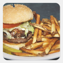 grand double demi d'hamburger de livre fait frire  autocollants
