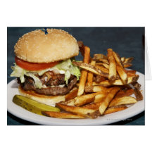 grand double demi d'hamburger de livre fait frire  cartes de vœux