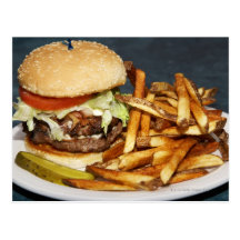 grand double demi d'hamburger de livre fait frire  carte postale