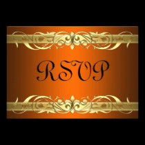 Grand Duchess Gold Scroll Orange RSVP Card invitations