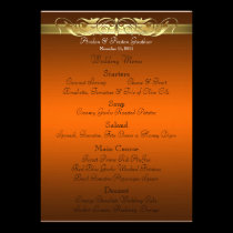 Grand Duchess Orange Scroll Wedding Menu invitations