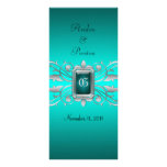 Grand Duchess Silver Scroll Teal Wedding Program Customized Rack Card