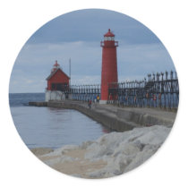 Grand Haven Lighthouses Round Sticker