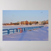 GRAND HAVEN, MICHIGAN WATERFRONT IN WINTERTIME POSTER