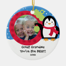 Grand ornement de Noël de pingouin de photo de gra