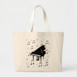 Grand Piano and Music Notes Canvas Bags