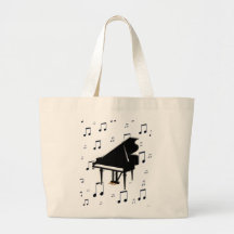 Grand Piano and Music Notes Canvas Bags