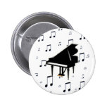 Grand Piano and Music Notes Pinback Buttons