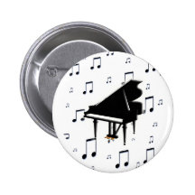 Grand Piano and Music Notes Pinback Buttons