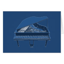 Grand Piano: Blueprint Painting: Greeting Card