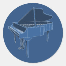Grand Piano: Blueprint Painting: Sticker