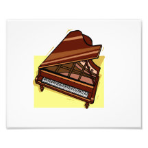 Grand Piano Brown Bird's Eye View Yellow Back Photo Art