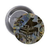Grand Piano Collage Pinback Button