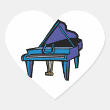 Grand Piano Graphic, Blue Image Sticker