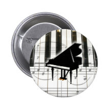 Grand Piano Keyboard & Notes Pinback Button