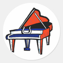 Grand Piano Red White Blue Graphic Image Stickers